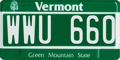 VT license plate WWU660