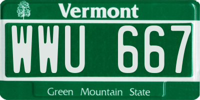 VT license plate WWU667
