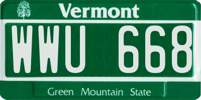 VT license plate WWU668