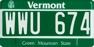 VT license plate WWU674