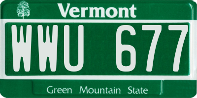 VT license plate WWU677