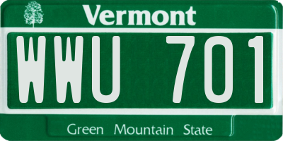 VT license plate WWU701