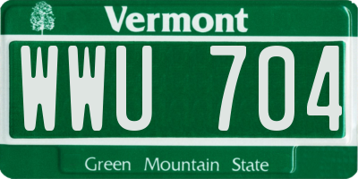 VT license plate WWU704