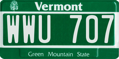 VT license plate WWU707