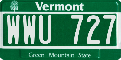 VT license plate WWU727