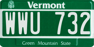 VT license plate WWU732
