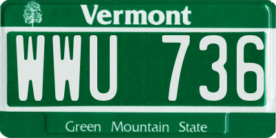 VT license plate WWU736