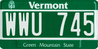 VT license plate WWU745