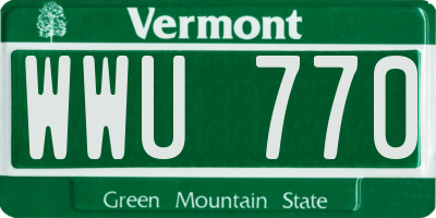 VT license plate WWU770