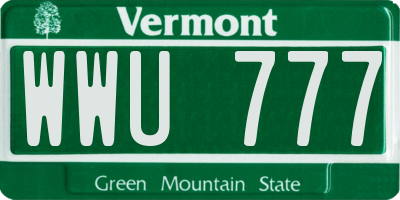 VT license plate WWU777