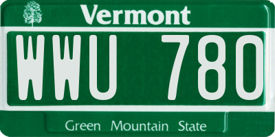 VT license plate WWU780