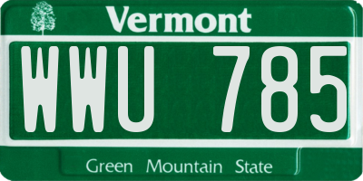 VT license plate WWU785