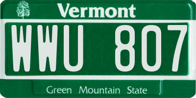VT license plate WWU807