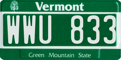 VT license plate WWU833
