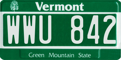 VT license plate WWU842