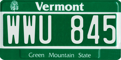 VT license plate WWU845