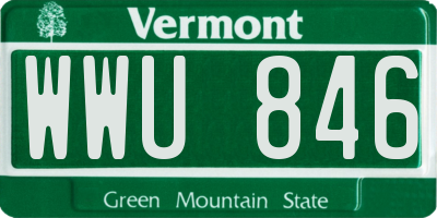 VT license plate WWU846