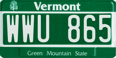 VT license plate WWU865