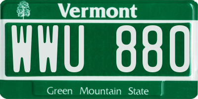 VT license plate WWU880