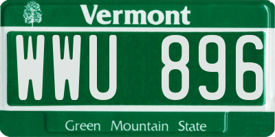 VT license plate WWU896
