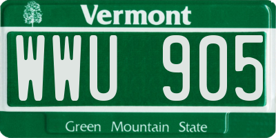 VT license plate WWU905