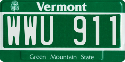 VT license plate WWU911