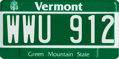 VT license plate WWU912