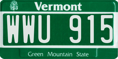 VT license plate WWU915