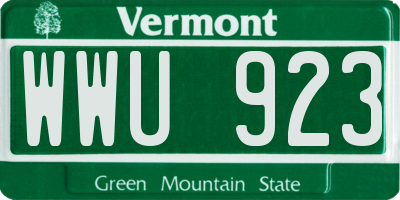 VT license plate WWU923