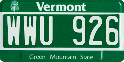 VT license plate WWU926