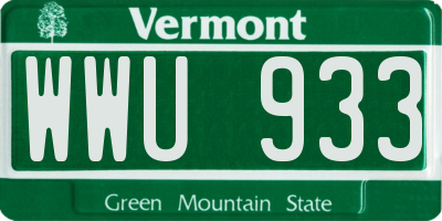 VT license plate WWU933