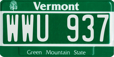 VT license plate WWU937