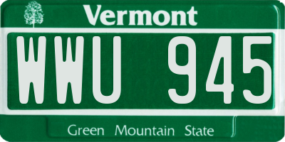 VT license plate WWU945