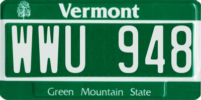 VT license plate WWU948