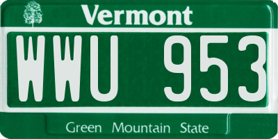 VT license plate WWU953