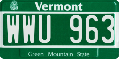 VT license plate WWU963