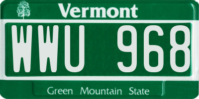 VT license plate WWU968