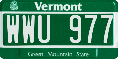 VT license plate WWU977