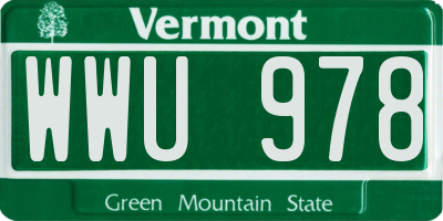 VT license plate WWU978