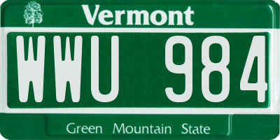 VT license plate WWU984