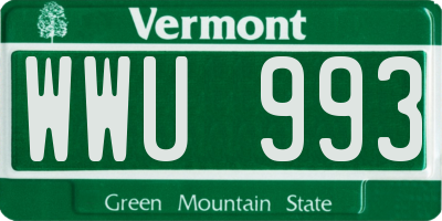 VT license plate WWU993