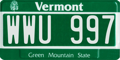 VT license plate WWU997