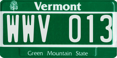 VT license plate WWV013