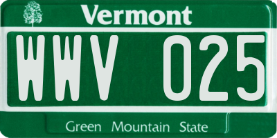 VT license plate WWV025