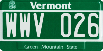 VT license plate WWV026