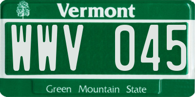 VT license plate WWV045