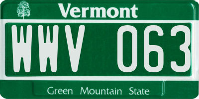 VT license plate WWV063