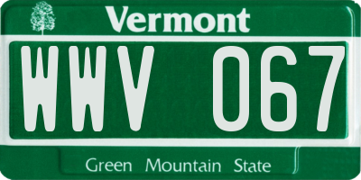 VT license plate WWV067
