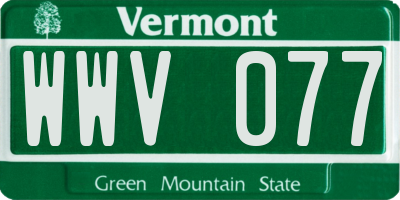 VT license plate WWV077