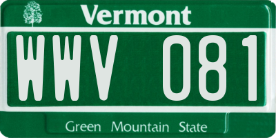 VT license plate WWV081